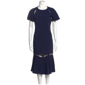 Jonathan Simkhai Navy Blue Midi Dress with Embellished Hem
